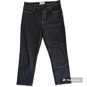 Everlane Cheeky Jean Black Denim High Rise Straight Leg Contrast Stitching 31